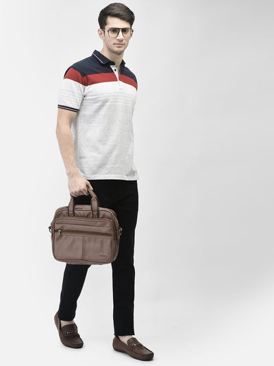 Multi-Color Color-Blocked Polo Neck T-Shirt