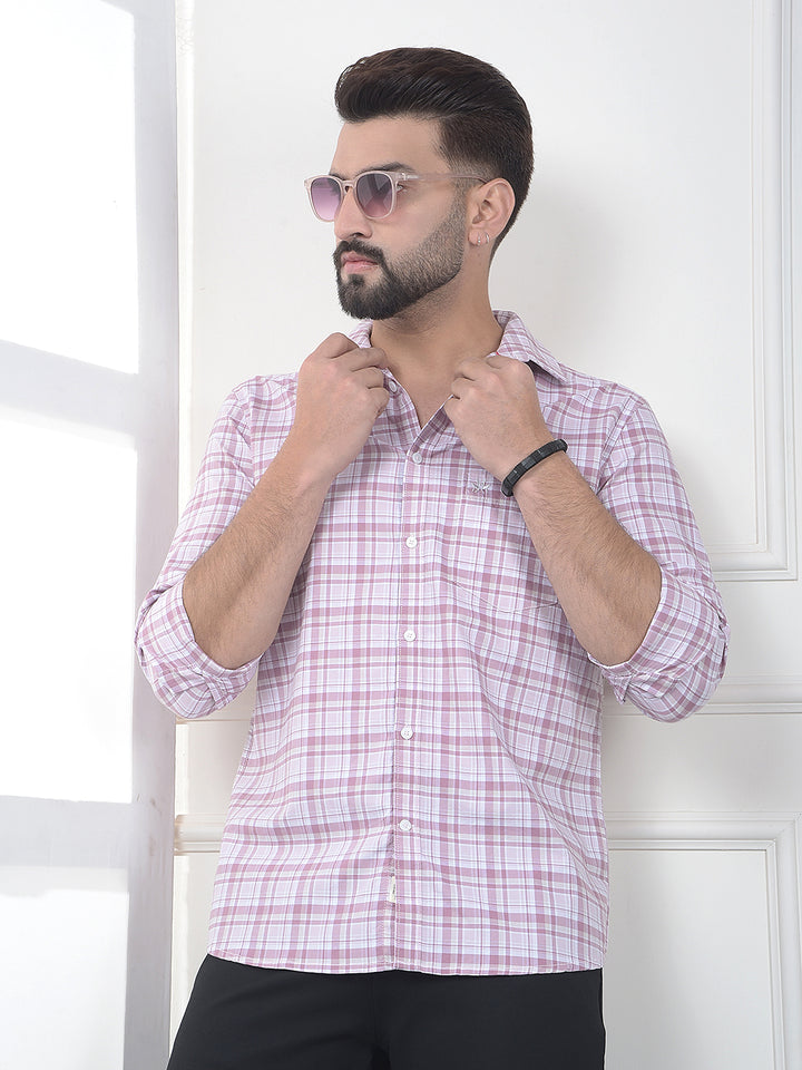 Pink Checked 100% Cotton Shirt