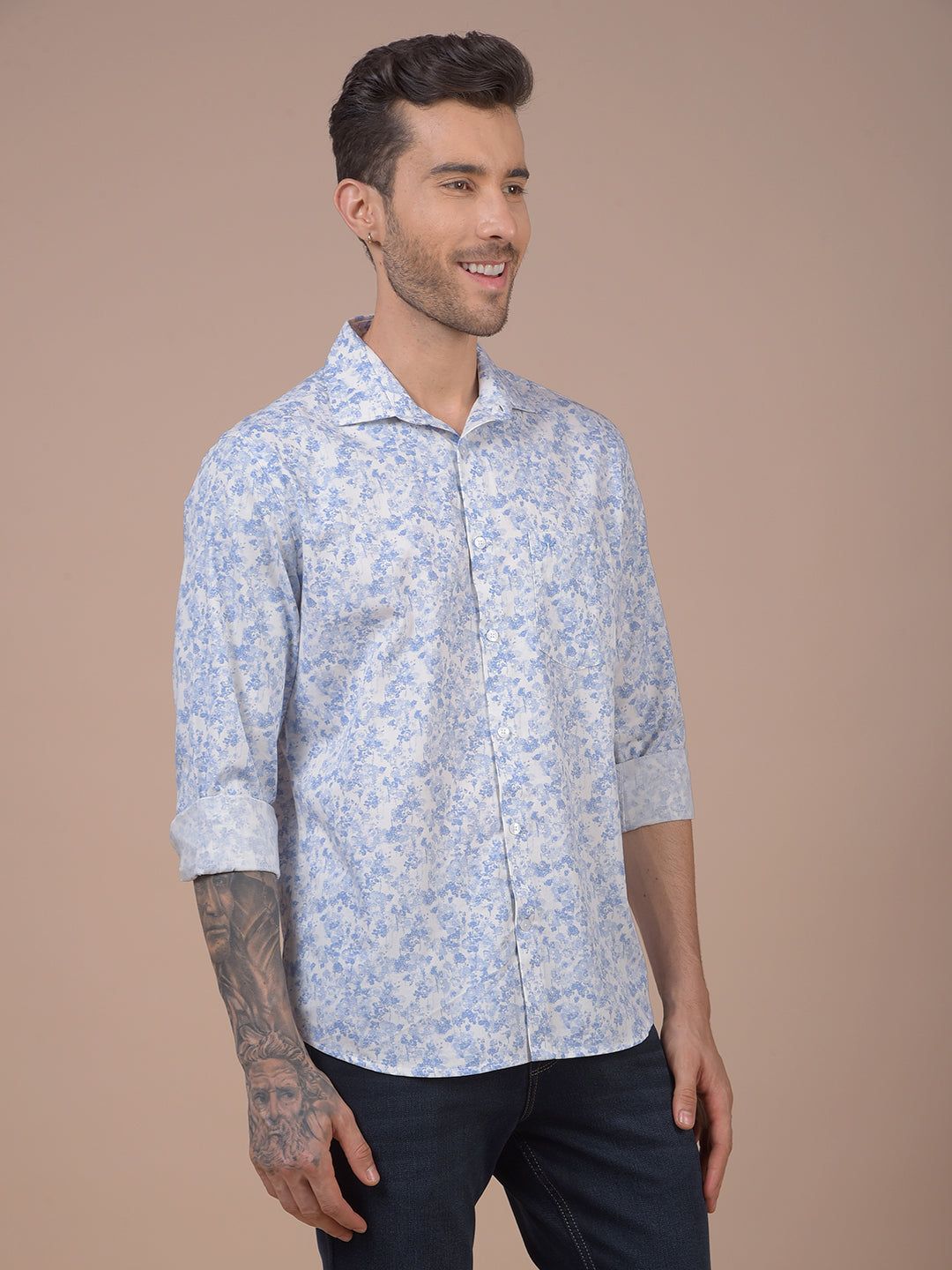 Blue Floral Print Shirt