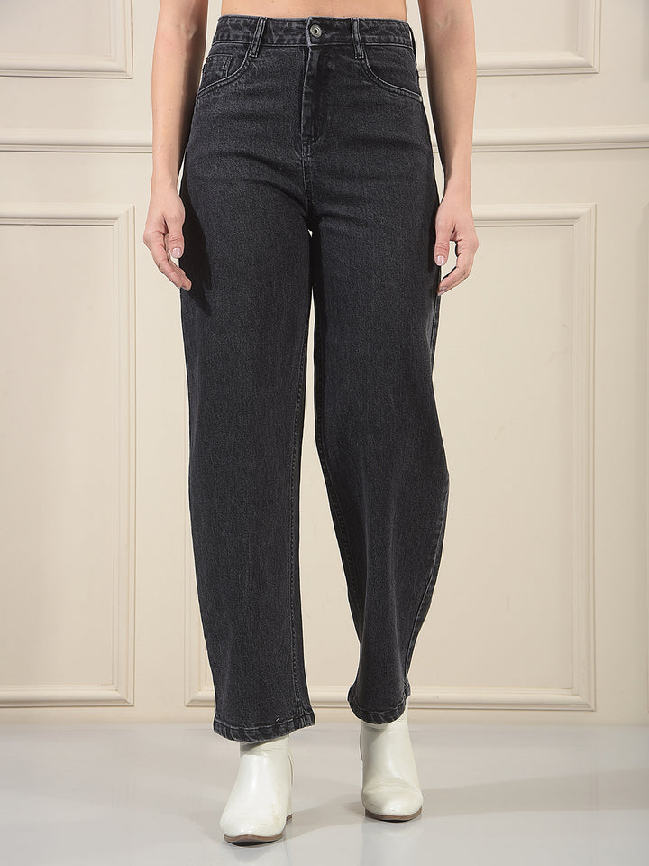 Black 100% cotton Barrel Jeans