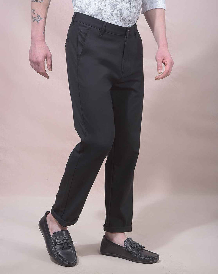 Black Chino Style Casual Trousers