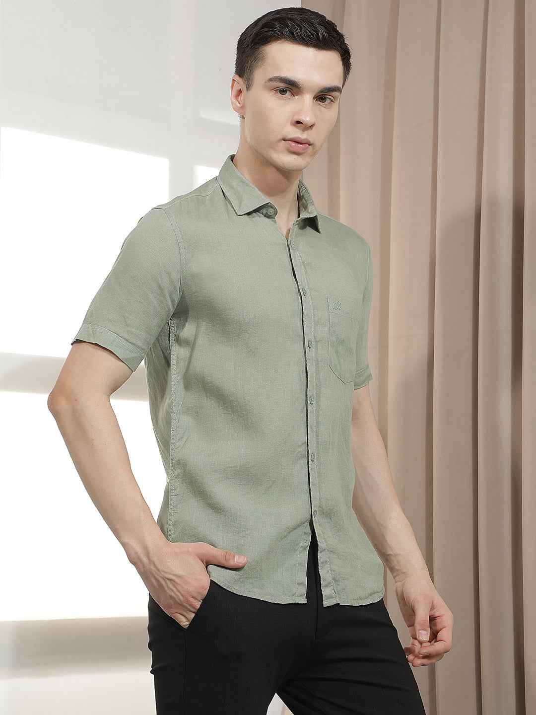 Sophisticated Sage Green Linen Shirt