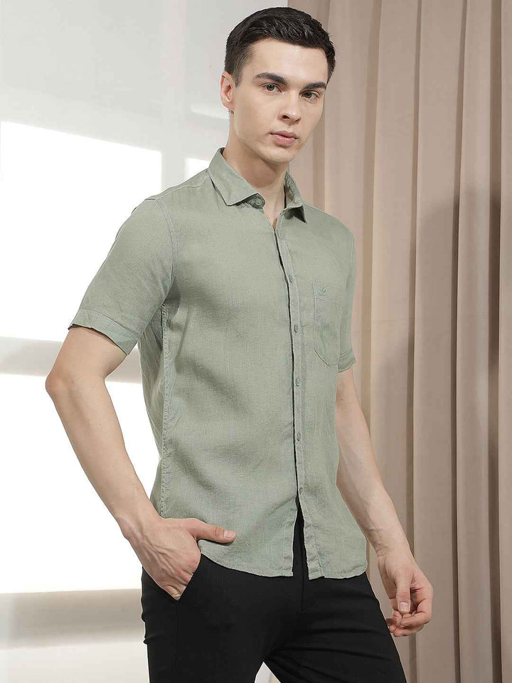 Sophisticated Sage Green Linen Shirt