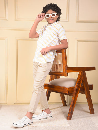 Yellow Vertical Stripes 100% Cotton Shirt