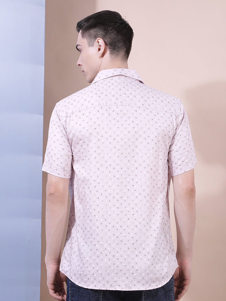 Tailored Coral Pink Printed Shirt