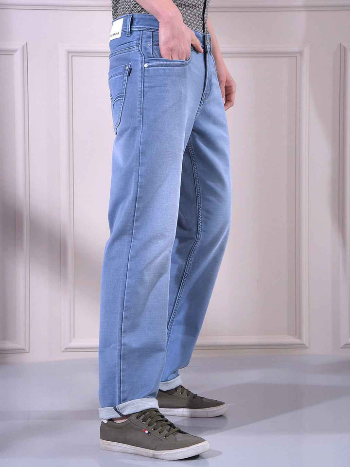 Crisp Light Blue Straight Smooth Jeans