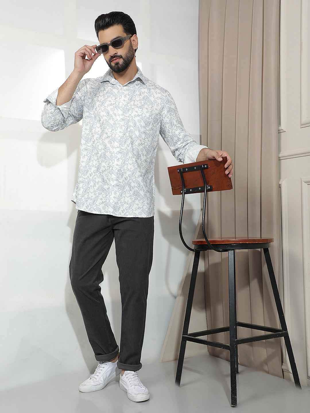 100% Cotton Blue Paisley Print Shirt