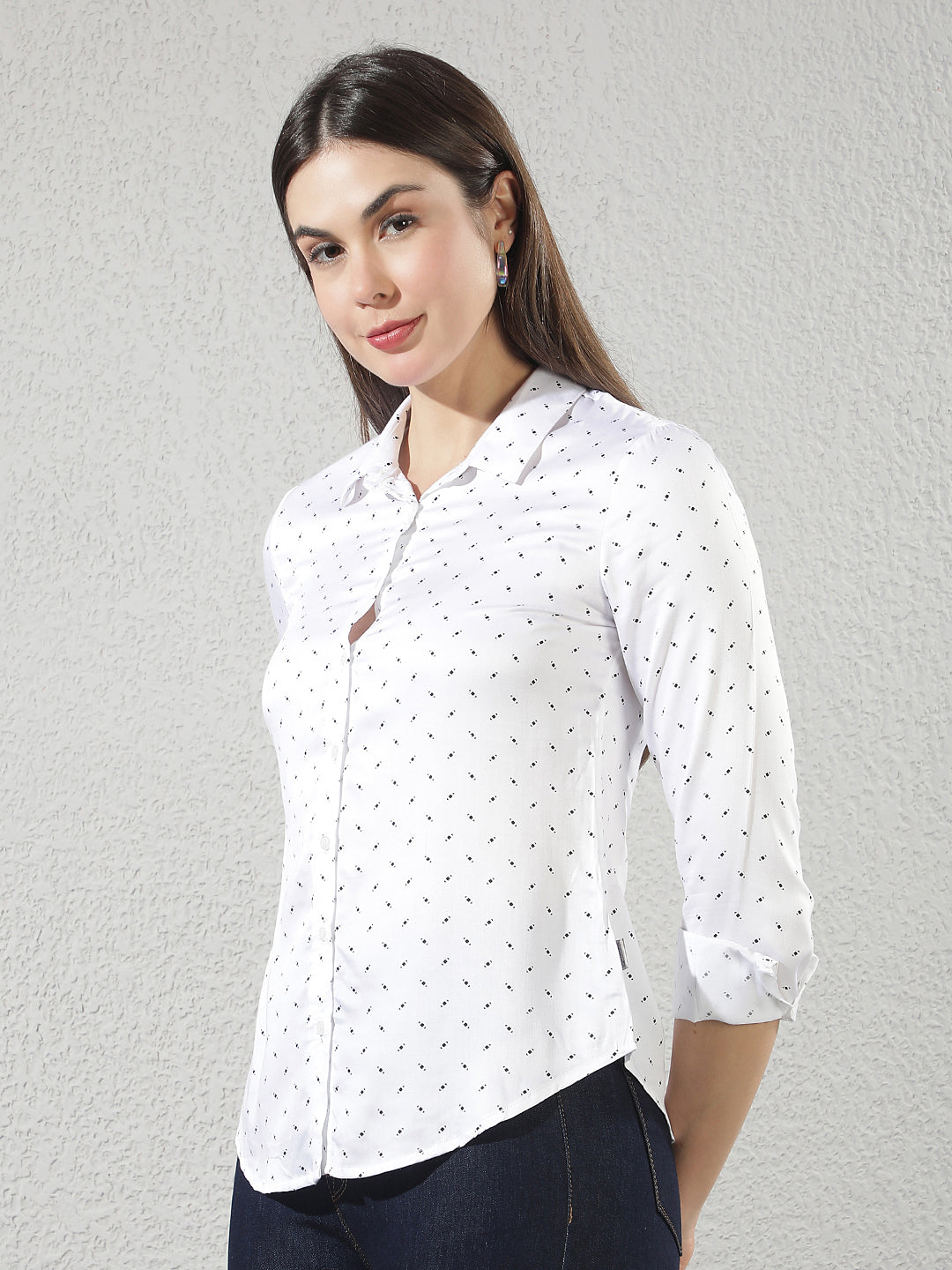 White Polka Dots Modal Shirt
