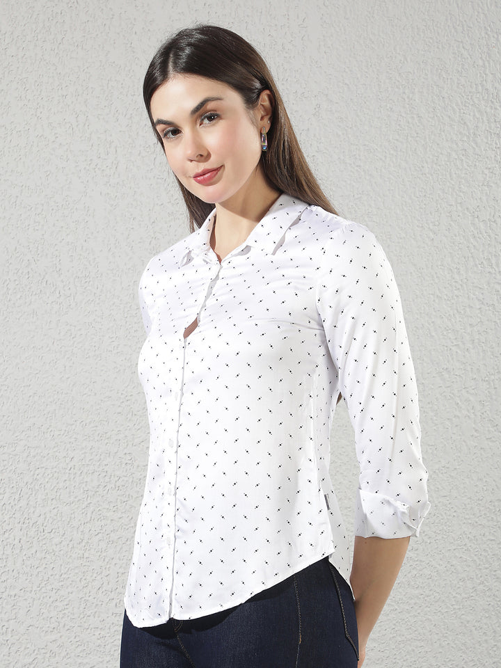White Polka Dots Modal Shirt