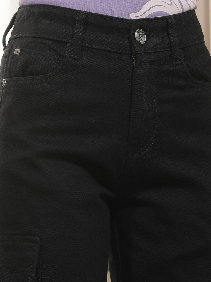 Black Straight Cargo Jeans