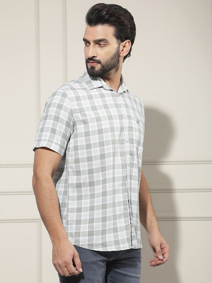 Green Checked 100% Cotton Shirt