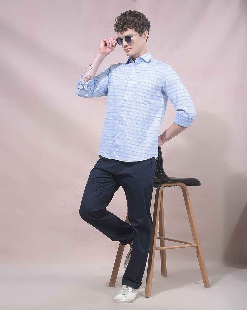 Blue Horizontal Striped Shirt