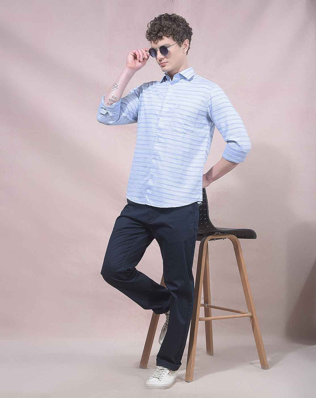 Blue Horizontal Striped Shirt