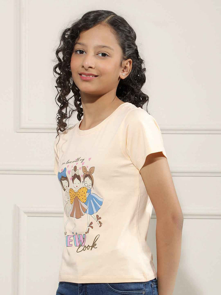 Graphic Print Beige T-Shirt
