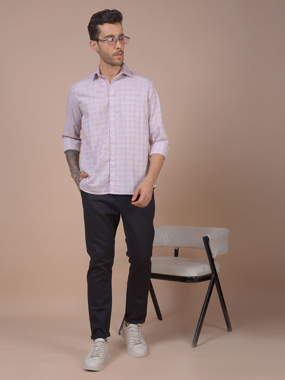 Pink Checked 100% Cotton Shirt