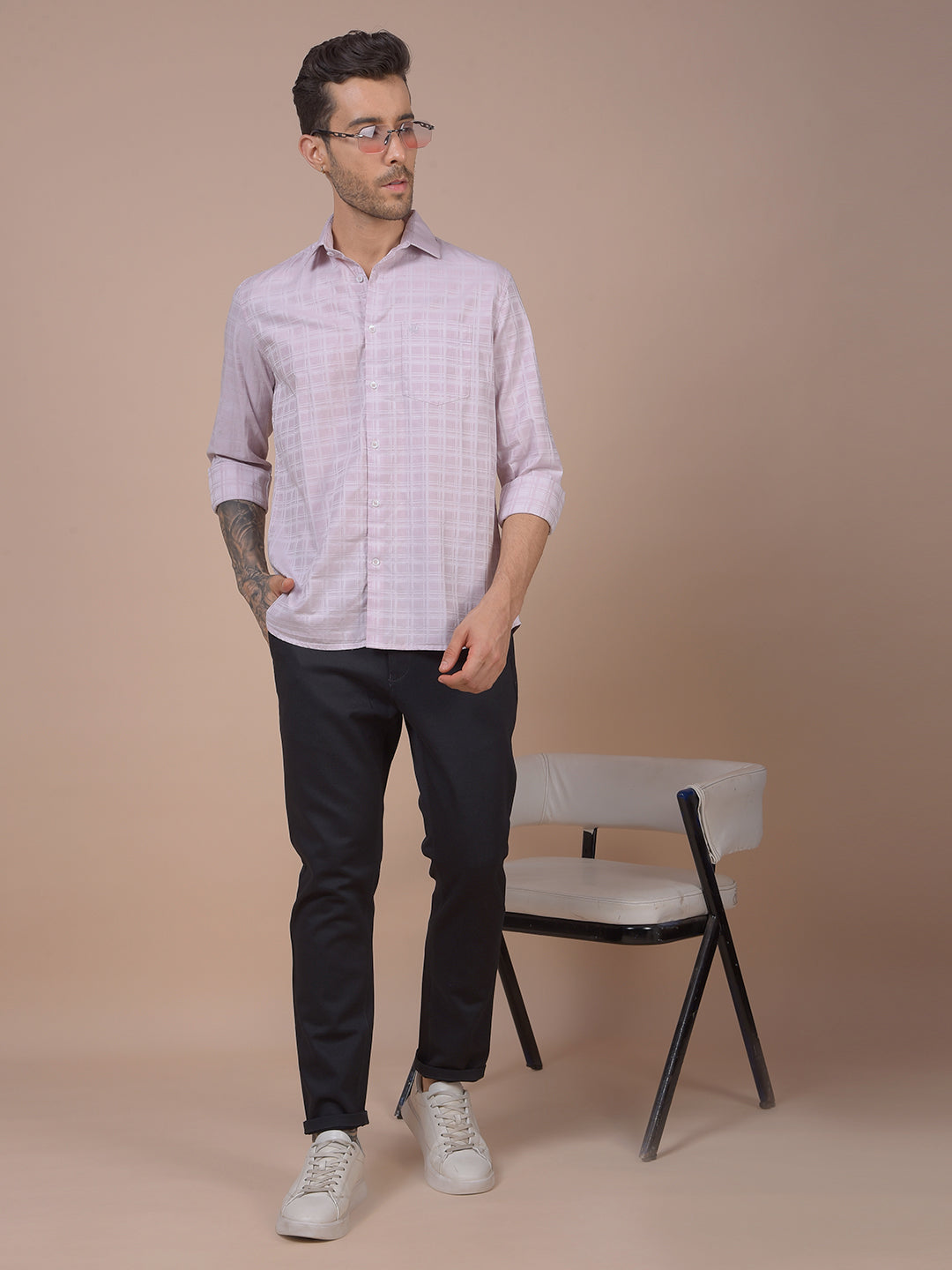 Pink Checked 100% Cotton Shirt