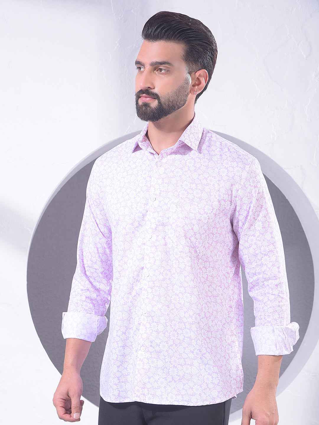 Pink Floral Print Modal Shirt