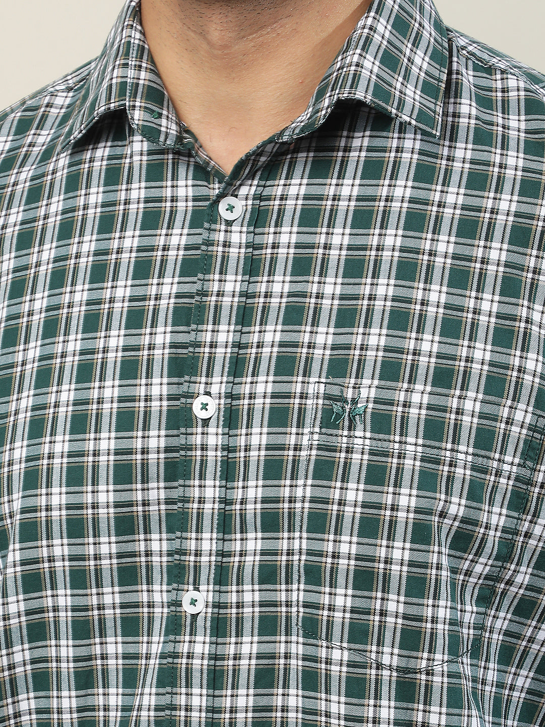 Green 100% Cotton Checked Shirt