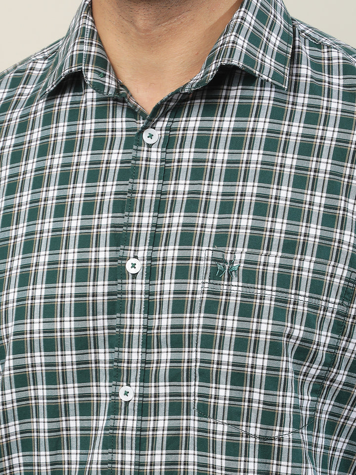 Green 100% Cotton Checked Shirt