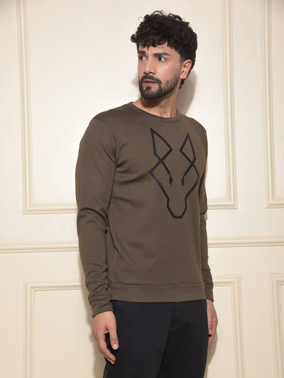 Olive Graphic Print Sweatshirt