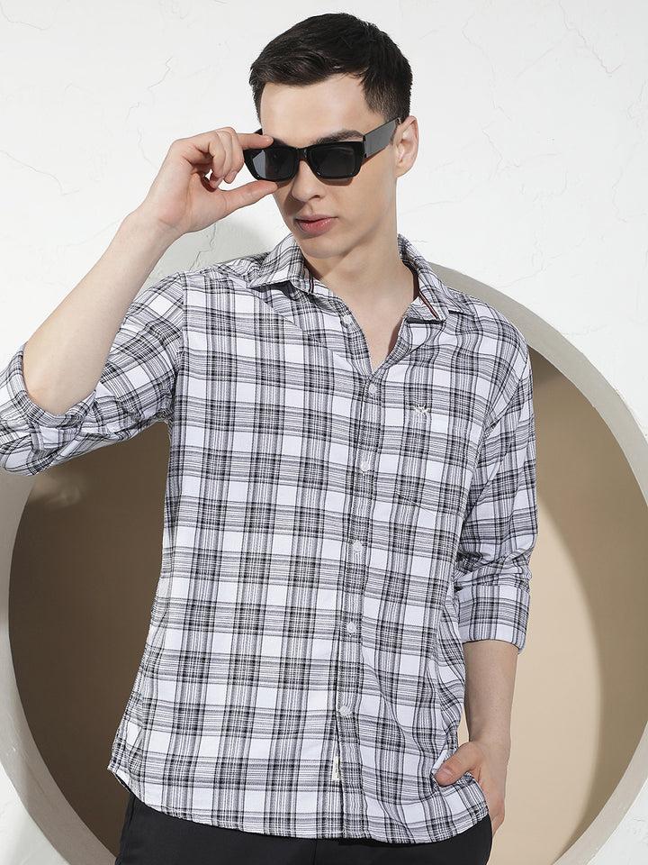 White Checked 100% Cotton Shirt