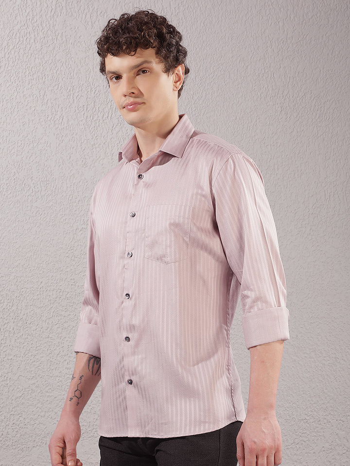 Purple Vertical Striped 100% cotton Shirt