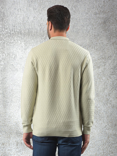 Stretch Fabric Green Jacquard Sweater
