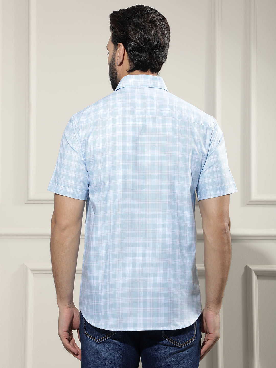 Blue Checked 100% Cotton Shirt