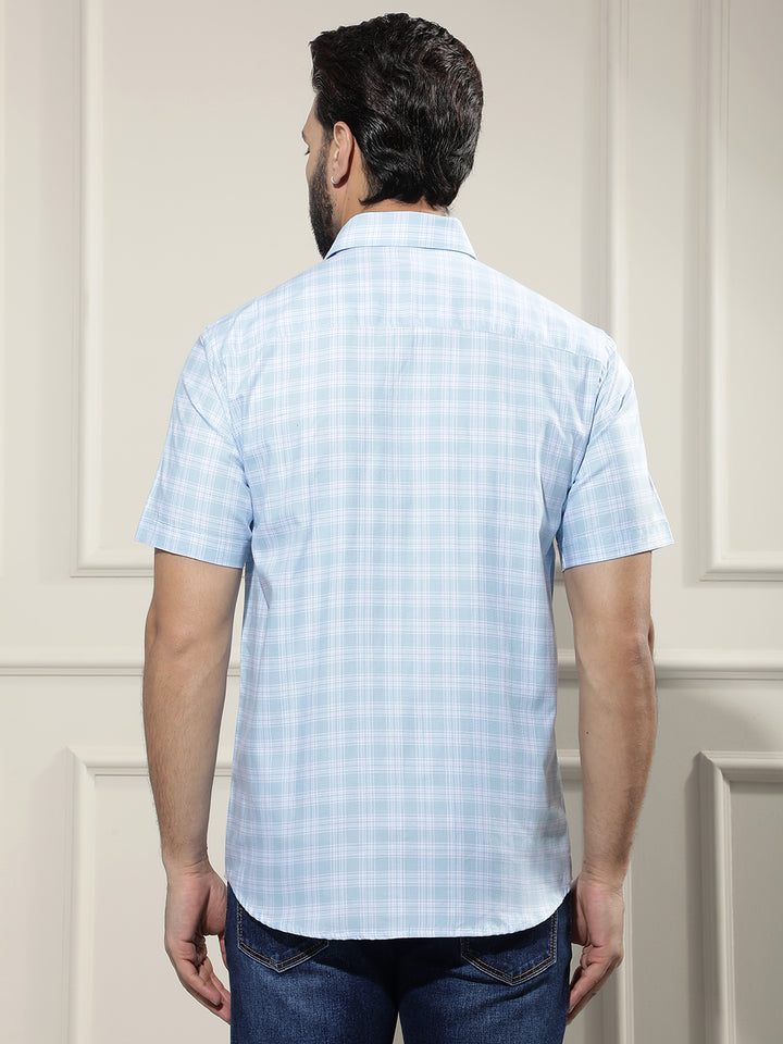 Blue Checked 100% Cotton Shirt