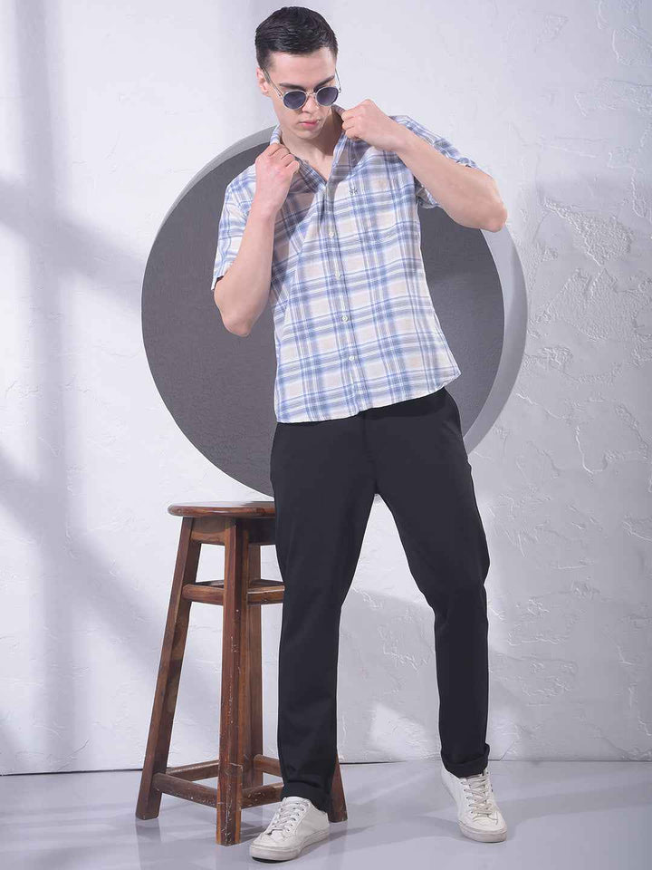 Blue Checked Linen Shirt