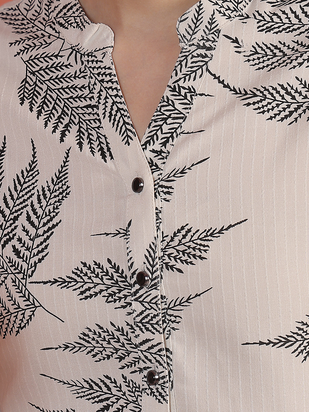 Off White Floral Print V-Neck Shirt
