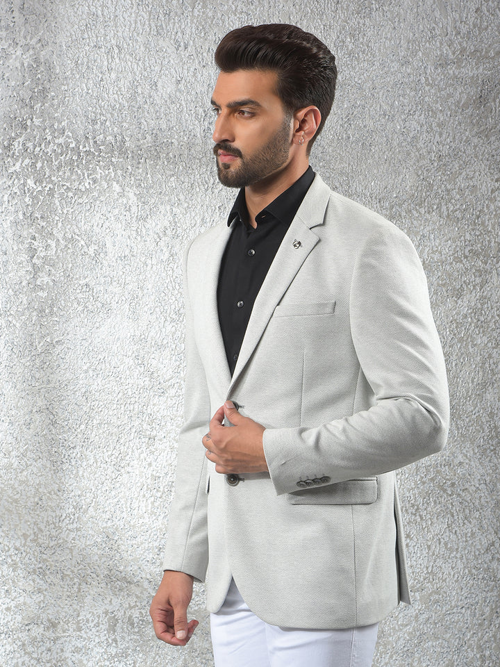 Off White Notched Lapel Single-Breasted Blazer