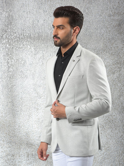 Off White Notched Lapel Single-Breasted Blazer