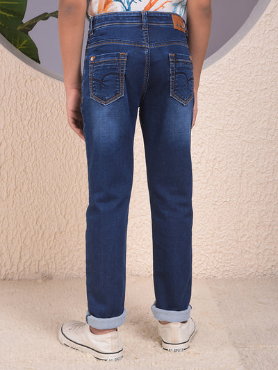 Trendy Dark Wash Blue Jeans