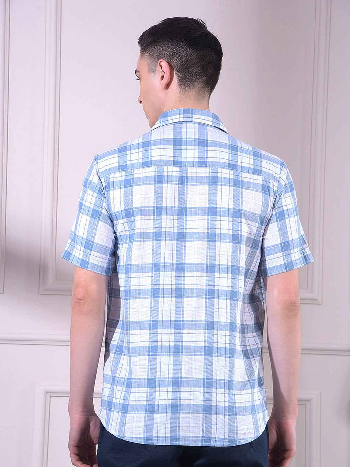 Blue 100% Cotton Checked Shirt