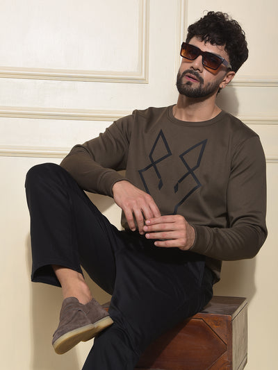 Olive Graphic Print Sweatshirt