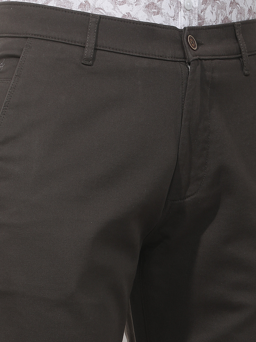 Modern Chestnut Brown Straight Trousers