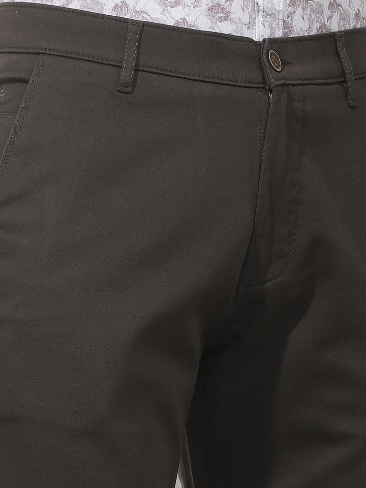 Modern Chestnut Brown Straight Trousers