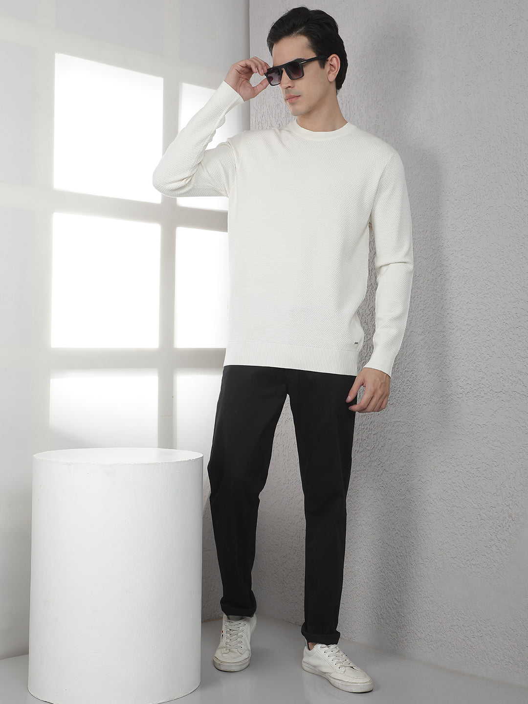 Off White Round Neck Sweater