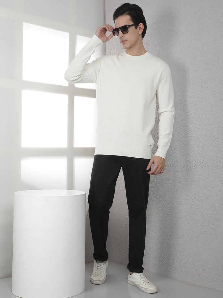 Off White Round Neck Sweater