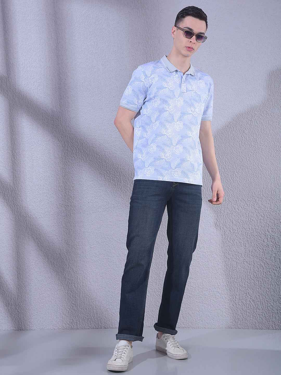 Blue Floral Print T-Shirt