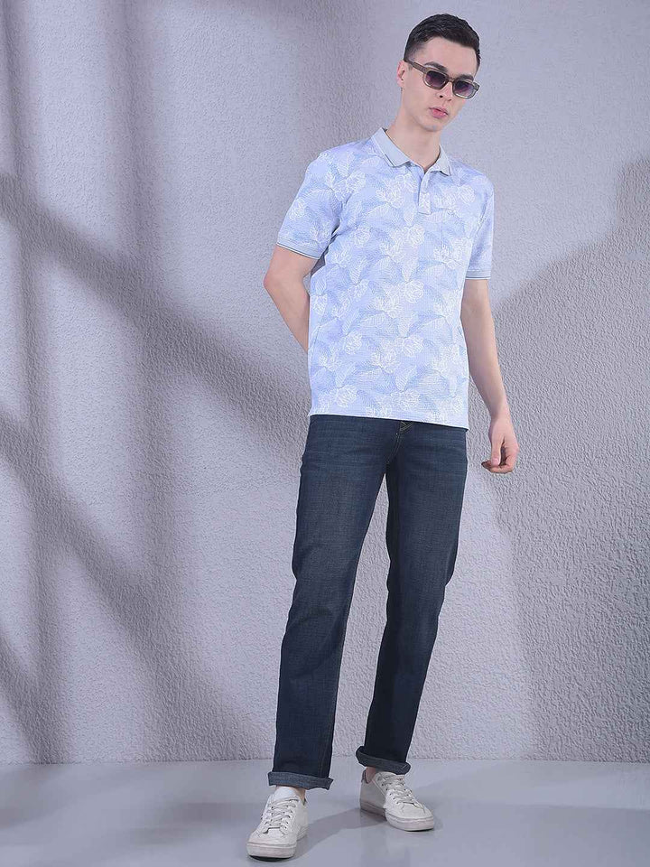 Blue Floral Print T-Shirt