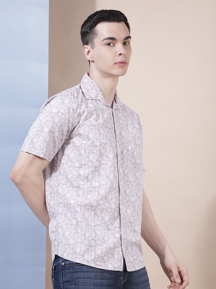 Purple Floral Print Shirt