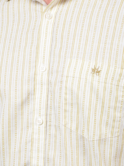 Olive Vertical Stripes 100% Cotton Shirt