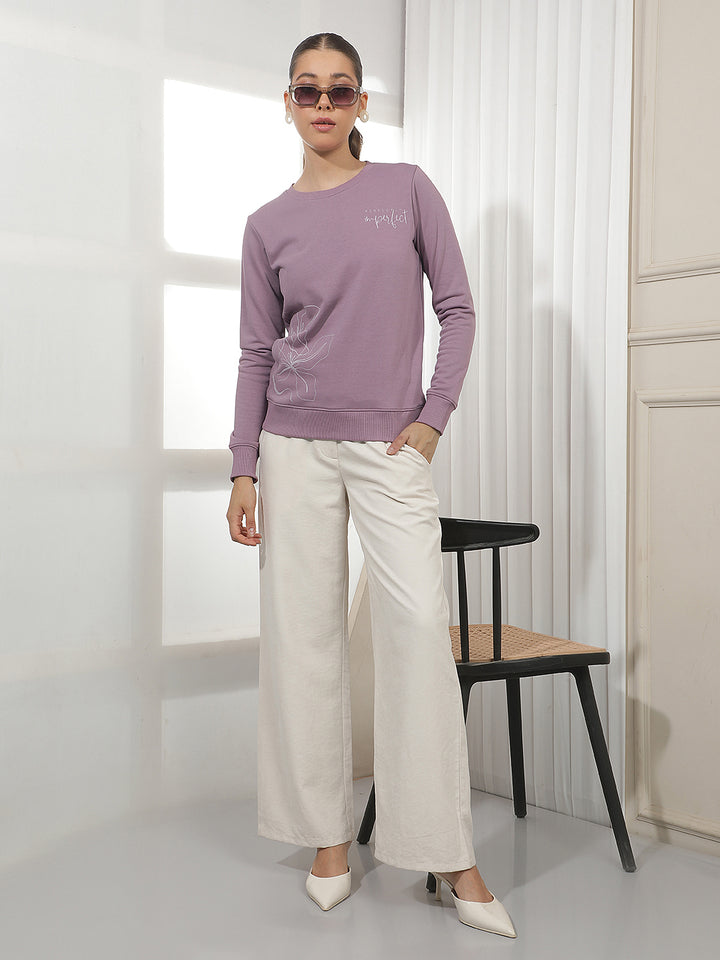 Purple Graphic Print Sweatshirt