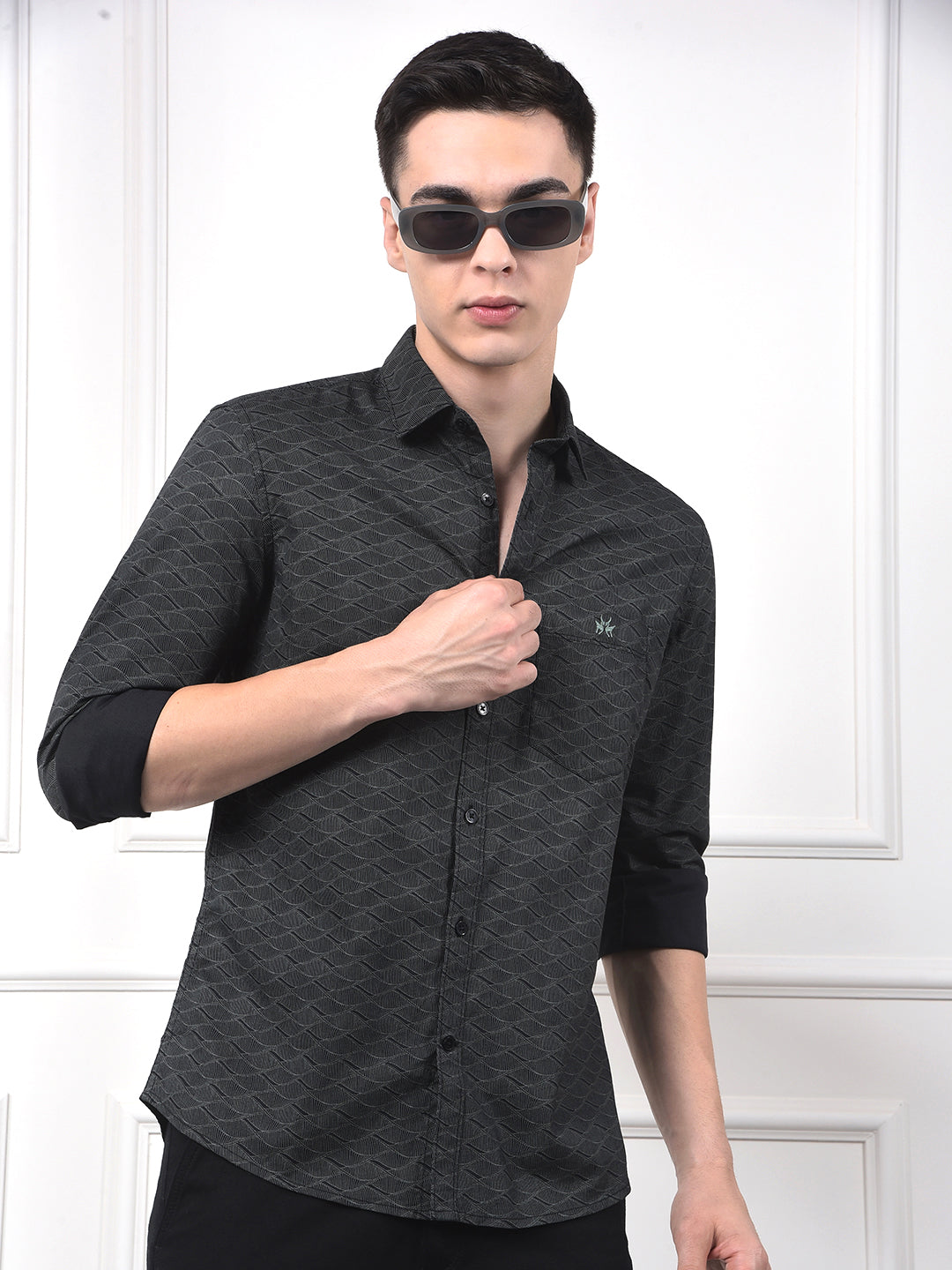 Black Printed 100% Cotton Shirt