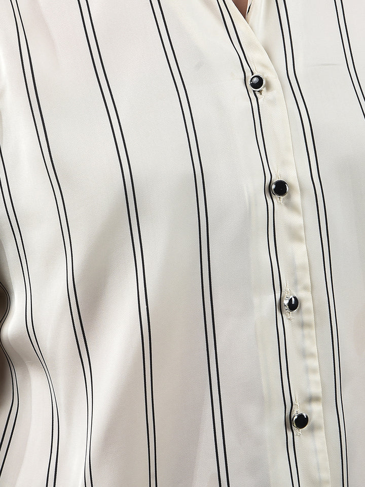 White Vertical Stripes Shirt