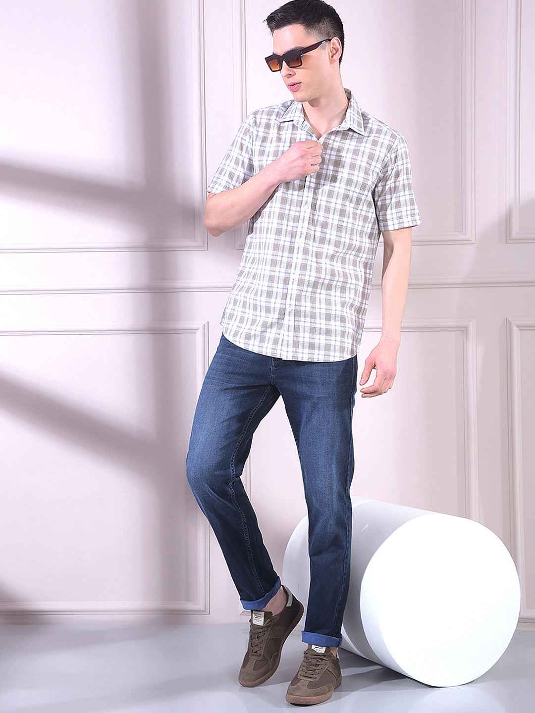 Beige Checked Shirt