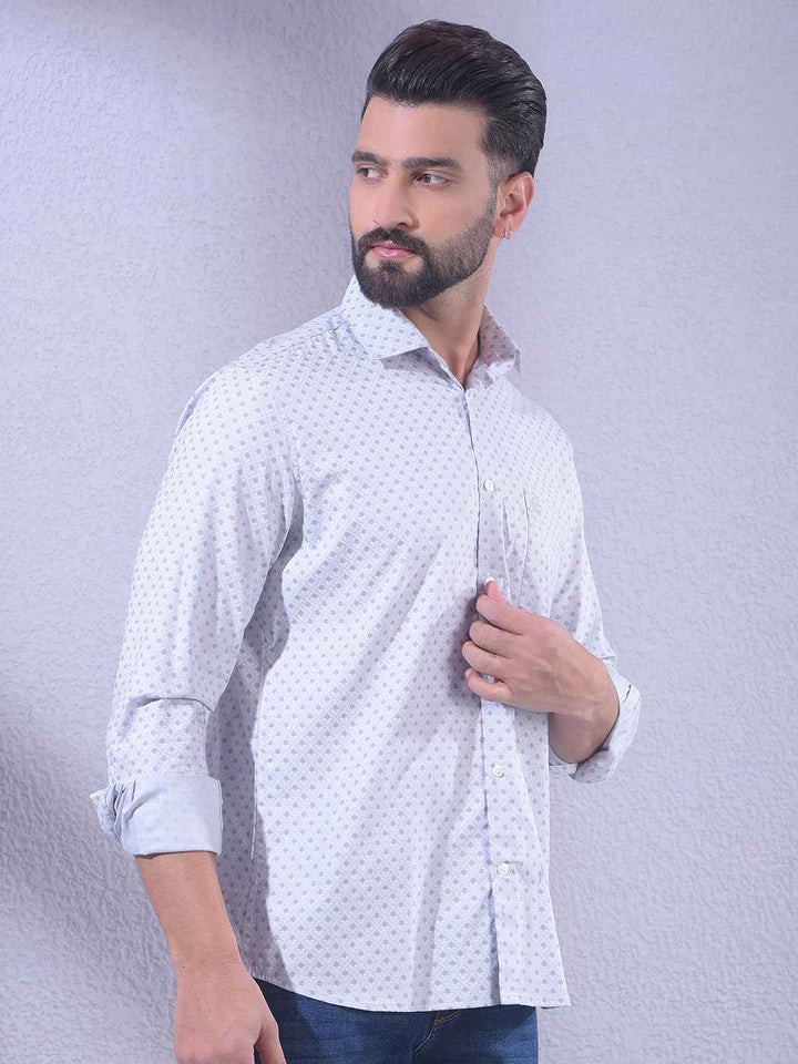 Grey Floral Print Modal Shirt