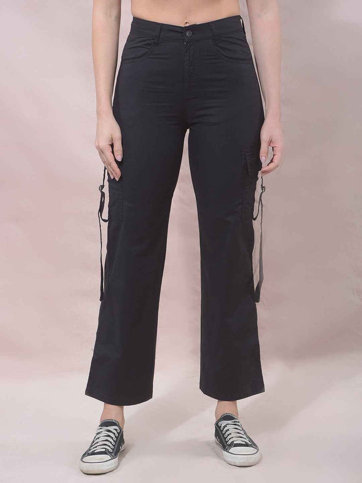 Black Twill Cargo Trousers